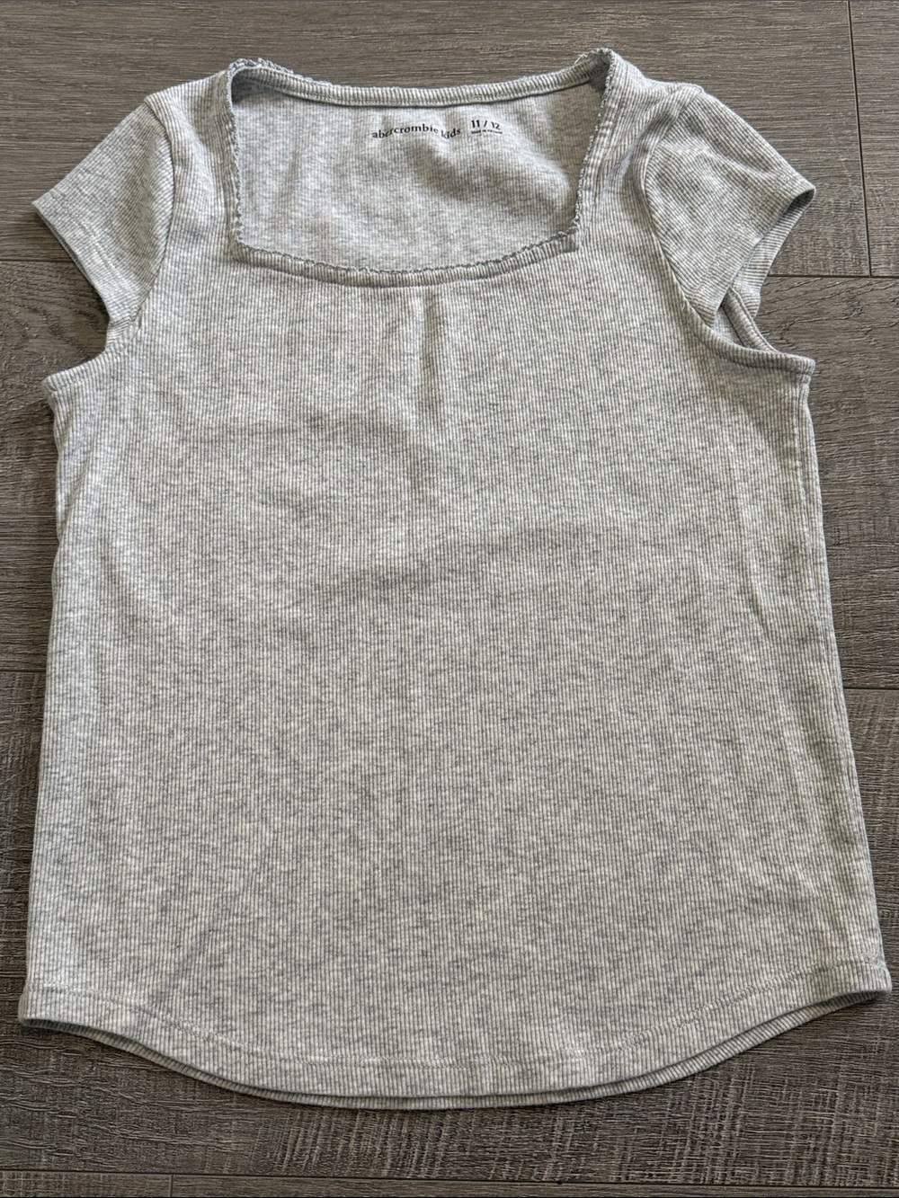 Abercrombie kids Light Gray Ribbed Square Neck Tee